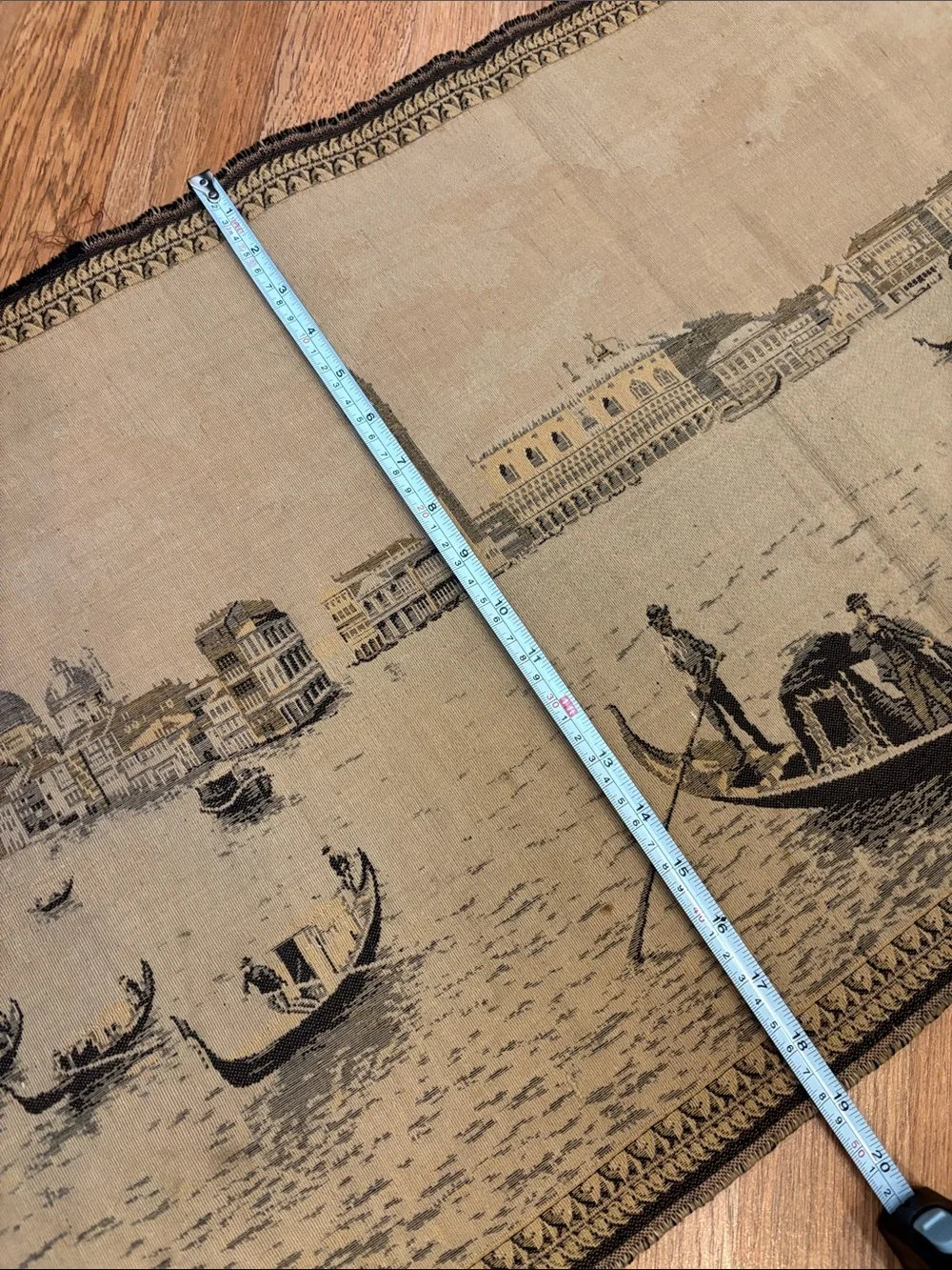 Vintage Venezia Beige and Black Venetian Gondola Wall Tapestry